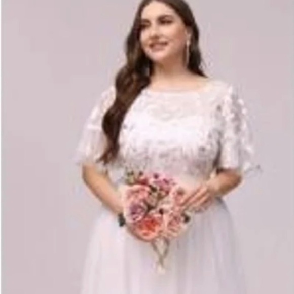 NEW! Ever Pretty White Sequin Cap Sleeve Floor Length Wedding Evening Dress 6X - Picture 1 of 16